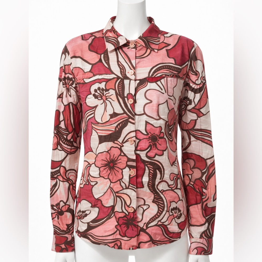 Armani Exchange Pink and Red Floral Button-Down Shirt
